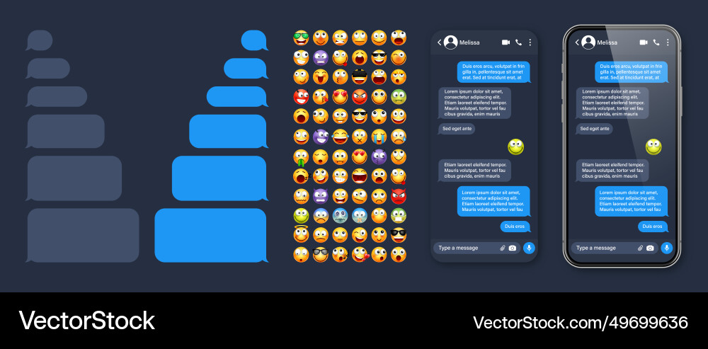 Smartphone messaging app user interface Smartphone messaging app user interface vector image