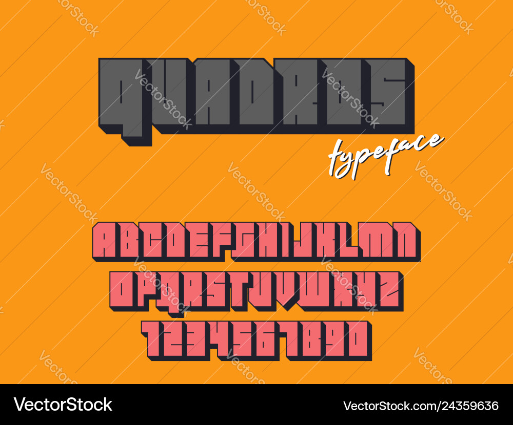 Square block font latin letters and numbers Square block font latin letters and numbers vector image