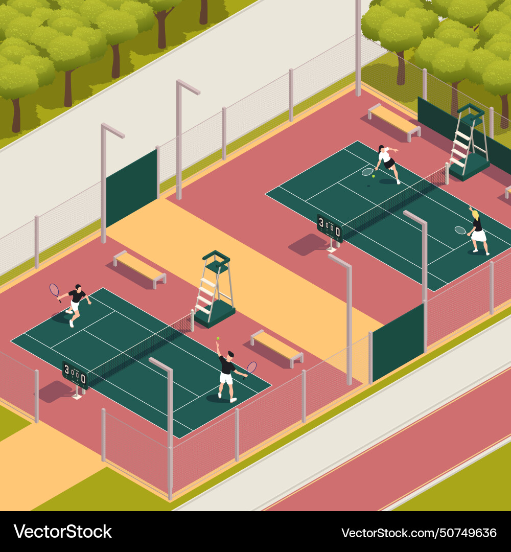 Tennis isometric composition Royalty Free Vector Image