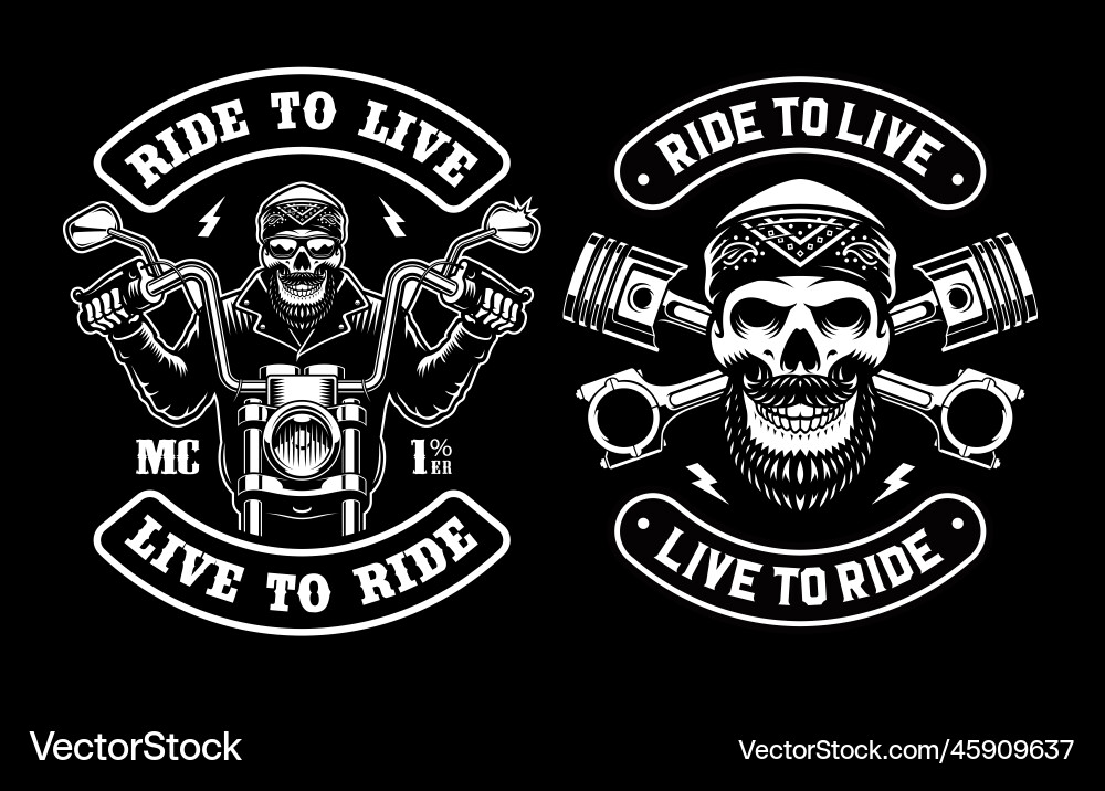 Biker Skeleton Patch vector image