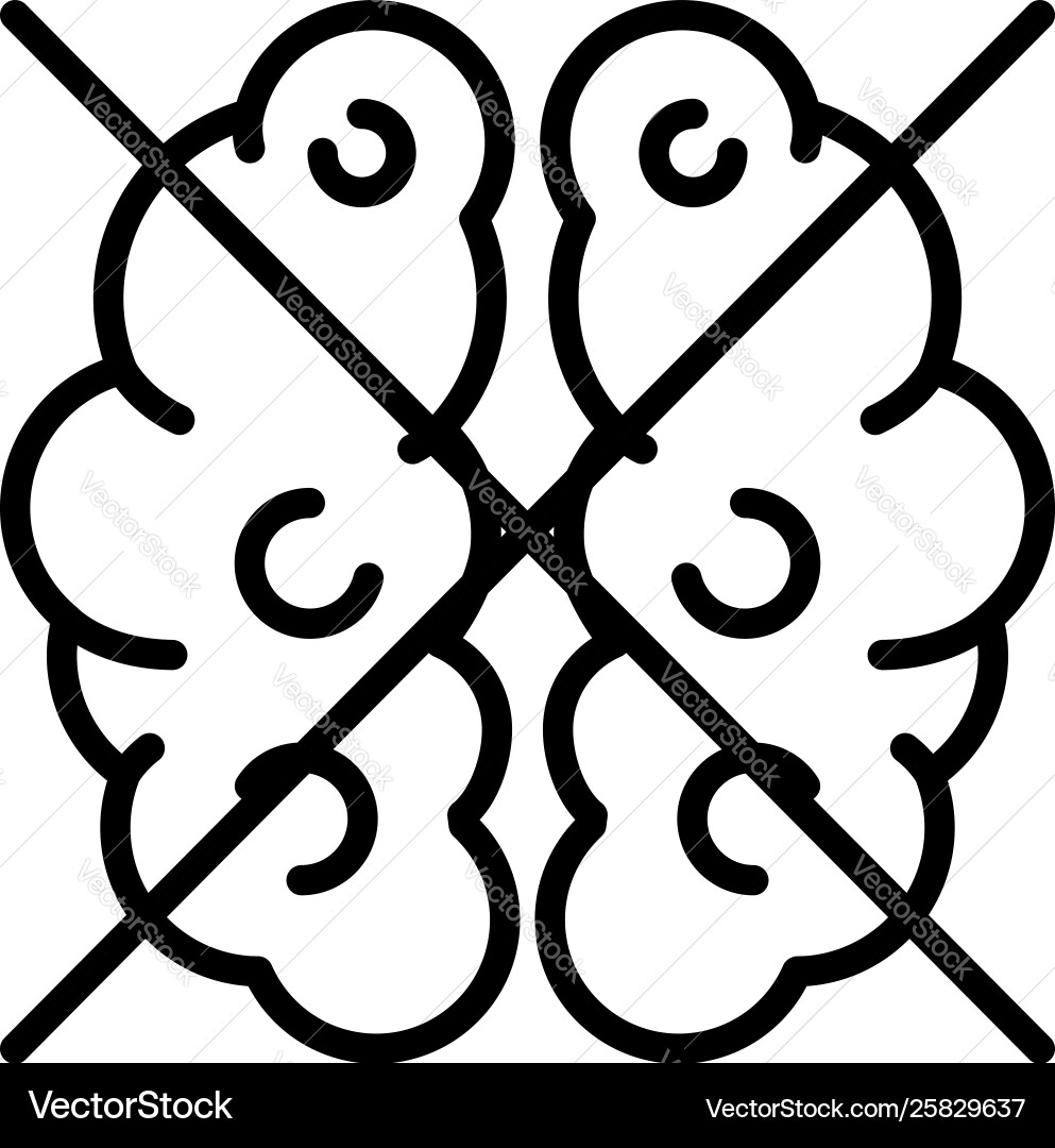 Brain no function icon outline style Vector Image