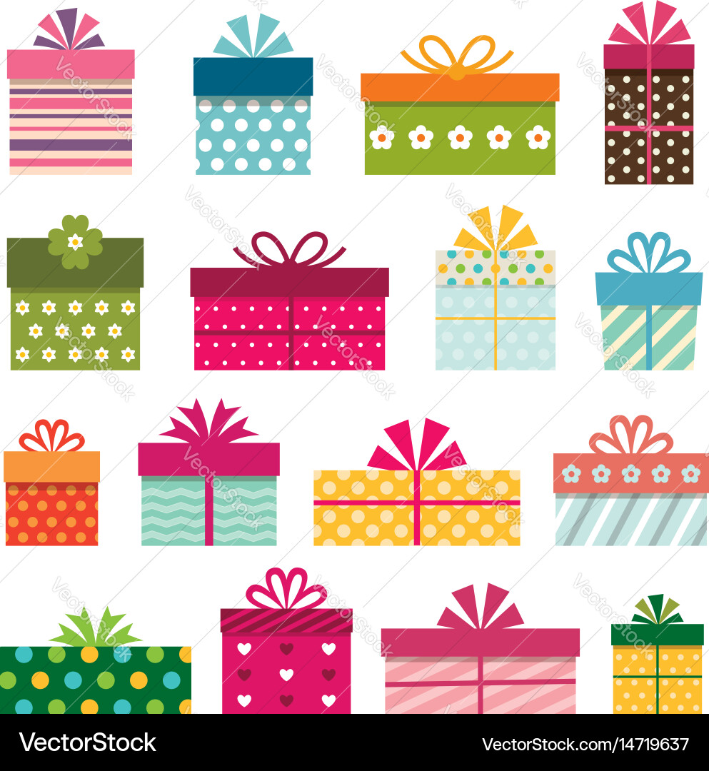 Colorful Gift Boxes Set Vector Image