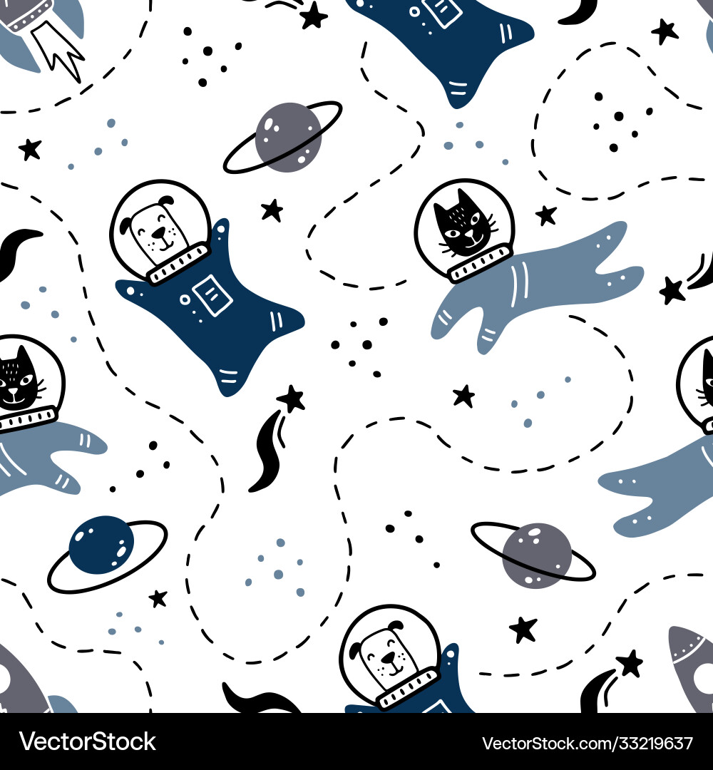 Cute Space & Galaxy Pattern Vector Image