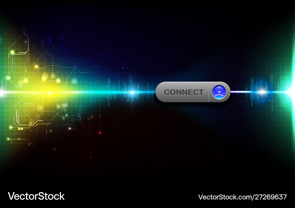 Futuristic Connect Button - Tech Network Vector Image