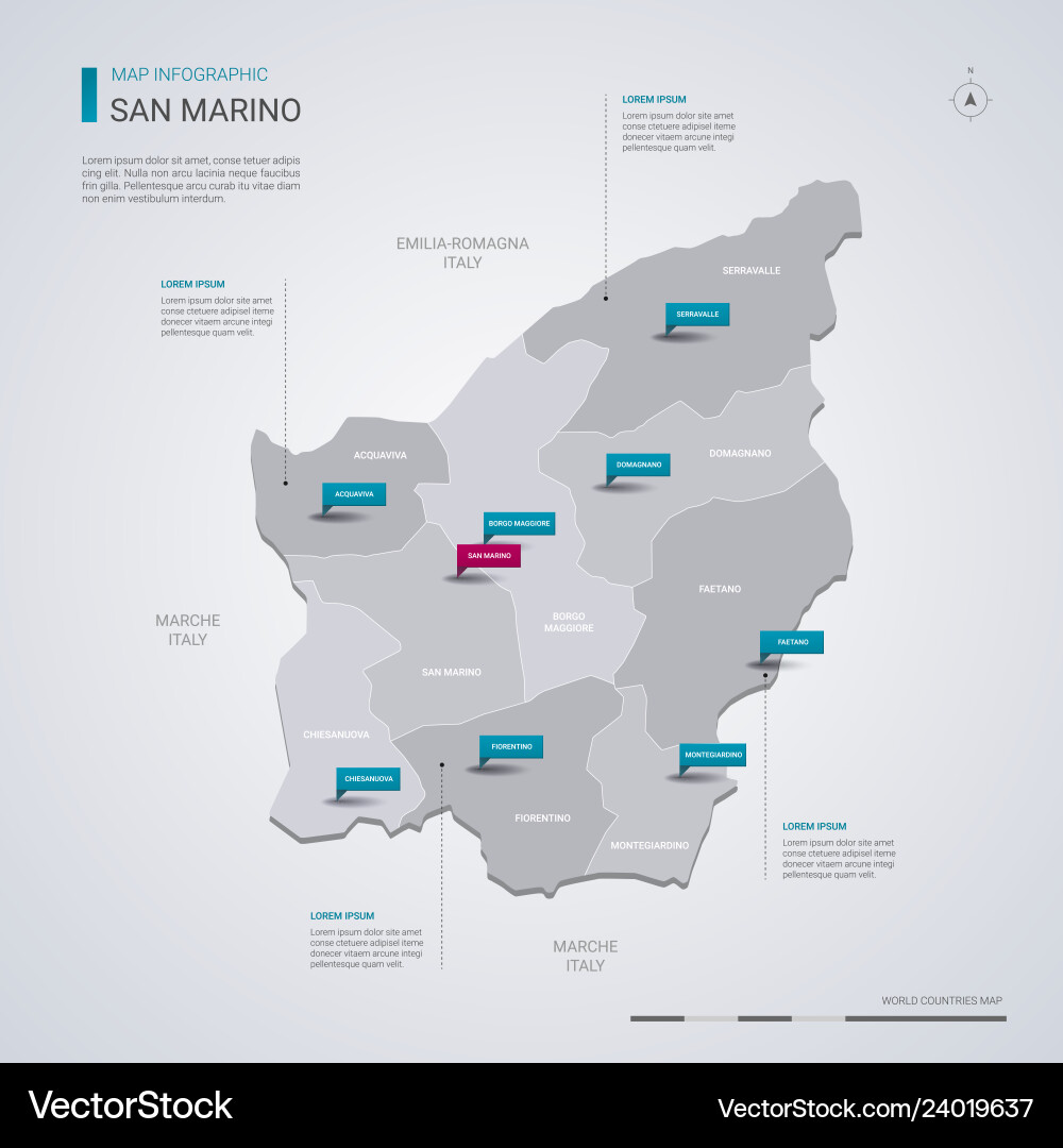 San marino map with infographic elements pointer Vector Image
