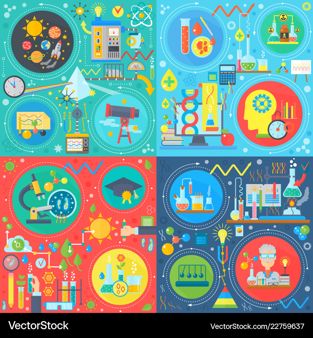 Science Concepts - Flat Icon Set vector image