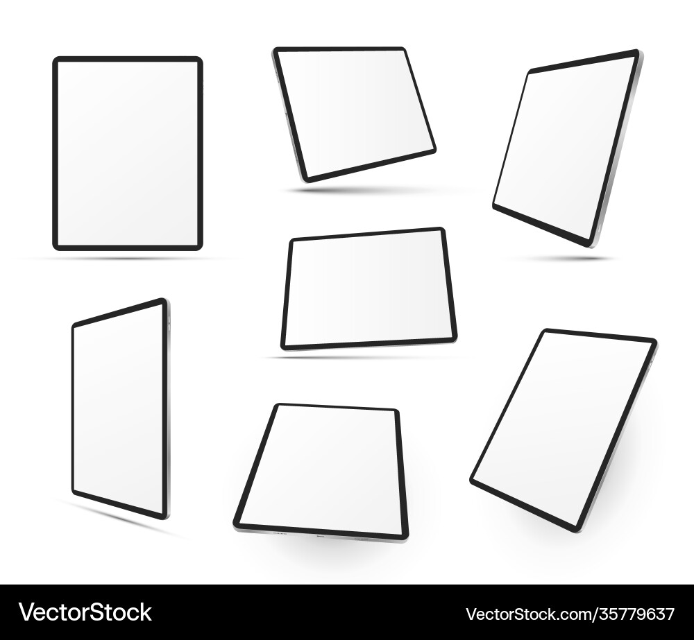 Tablet computers in different positions realistic Vector Image