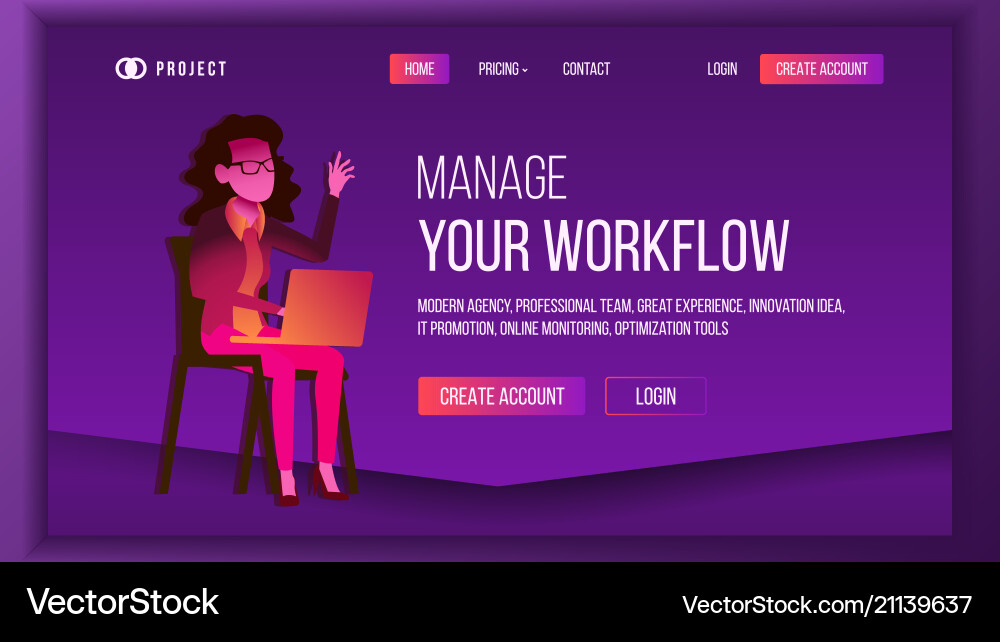 Workflow business landing page Workflow business landing page vector image