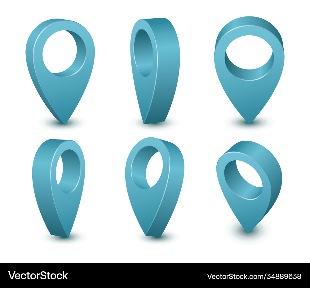 Blue map pointer 3d pin marker Blue map pointer 3d pin marker vector image