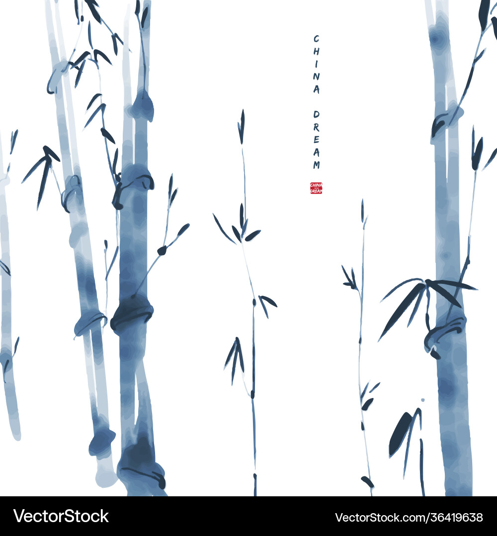 Chinese Bamboo Ink Painting – Royalty-Free Vector | VectorStock, image size:1000x1080
