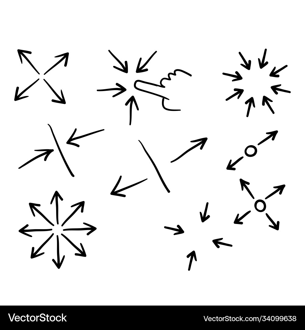 Hand drawn simple set scaling arrow related Vector Image