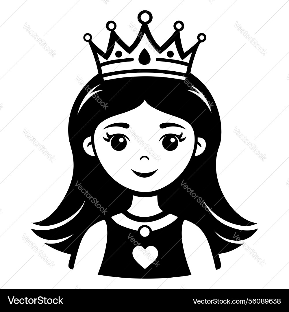 Mädchen Prinzessin in einer Krone schwarz Silhouette Mädchen Prinzessin in einer Krone schwarz Silhouette vektorbild