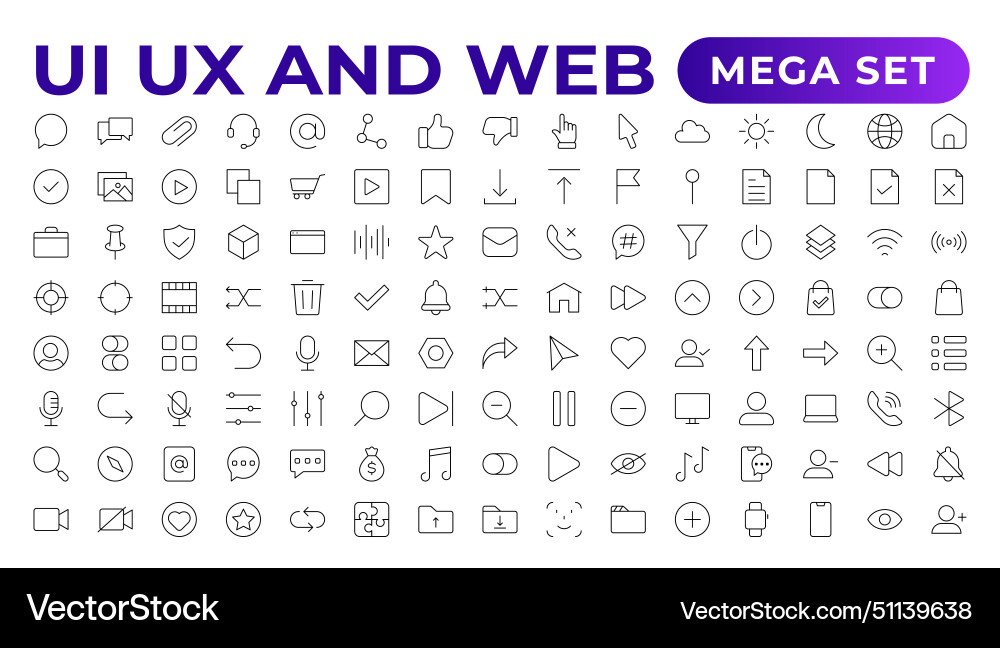 Mega set of ui ux icon user interface iconset Mega set of ui ux icon user interface iconset vector image