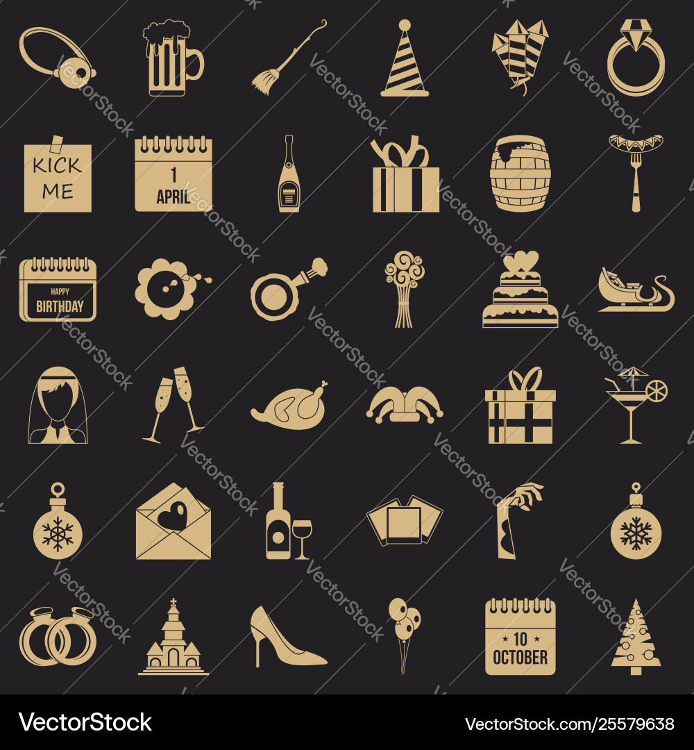 October icons set simple style October icons set simple style vector image