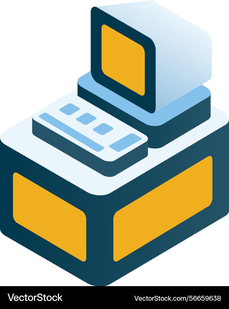 Operate computer control panel station icon Vector Image