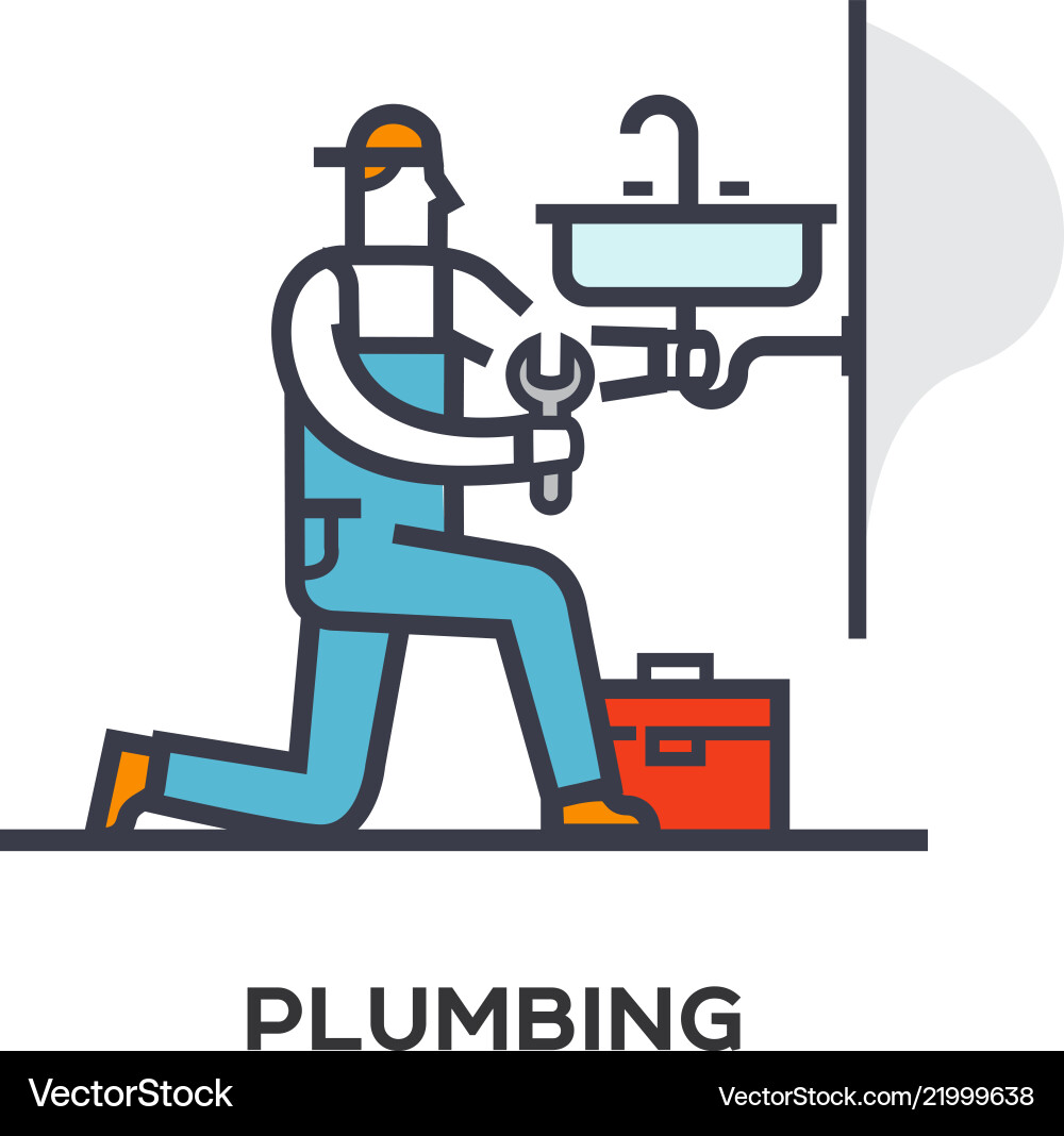 Plumber Installing Sink Vector Image