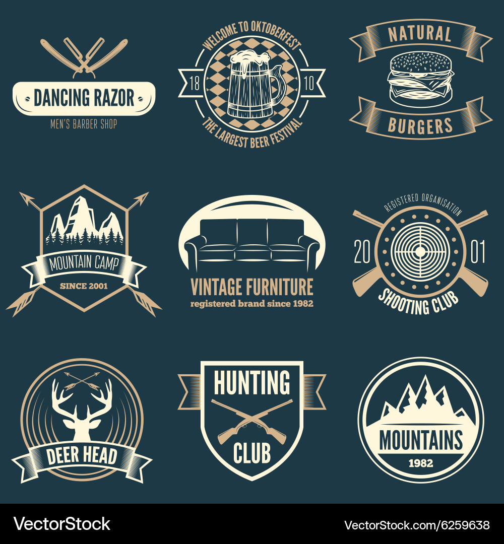 Retro vintage insignias set design Vector Image