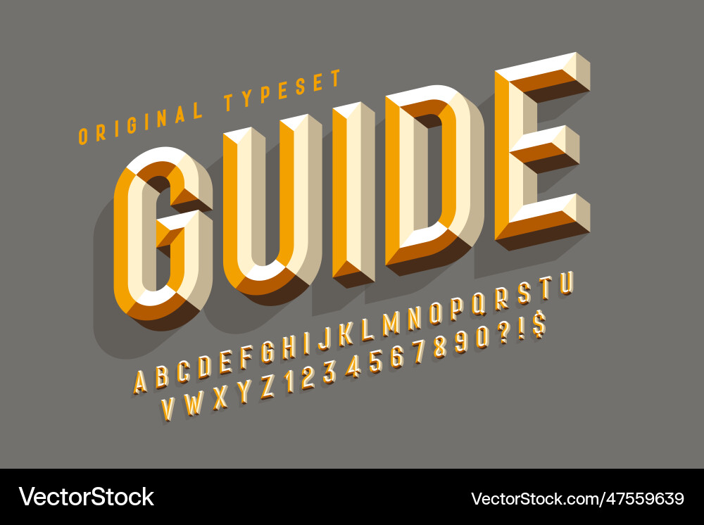 3D Chisel Letter Set - Colorful Alphabet vector image