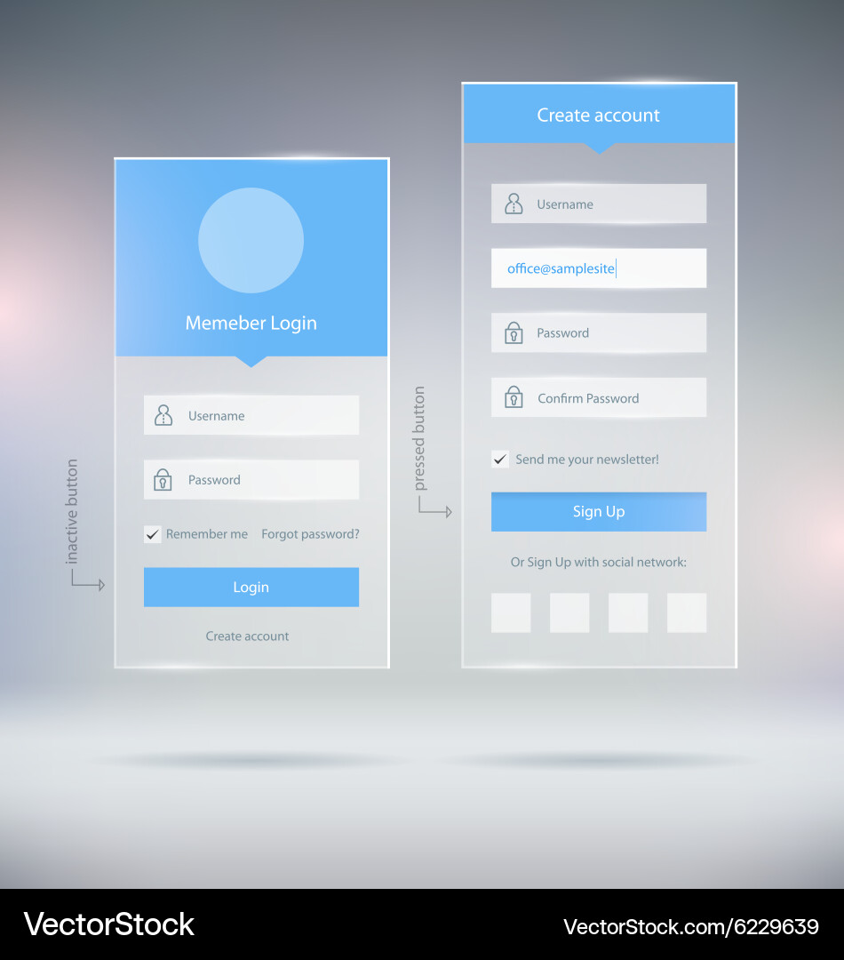 Crate Login UI Elements vector image