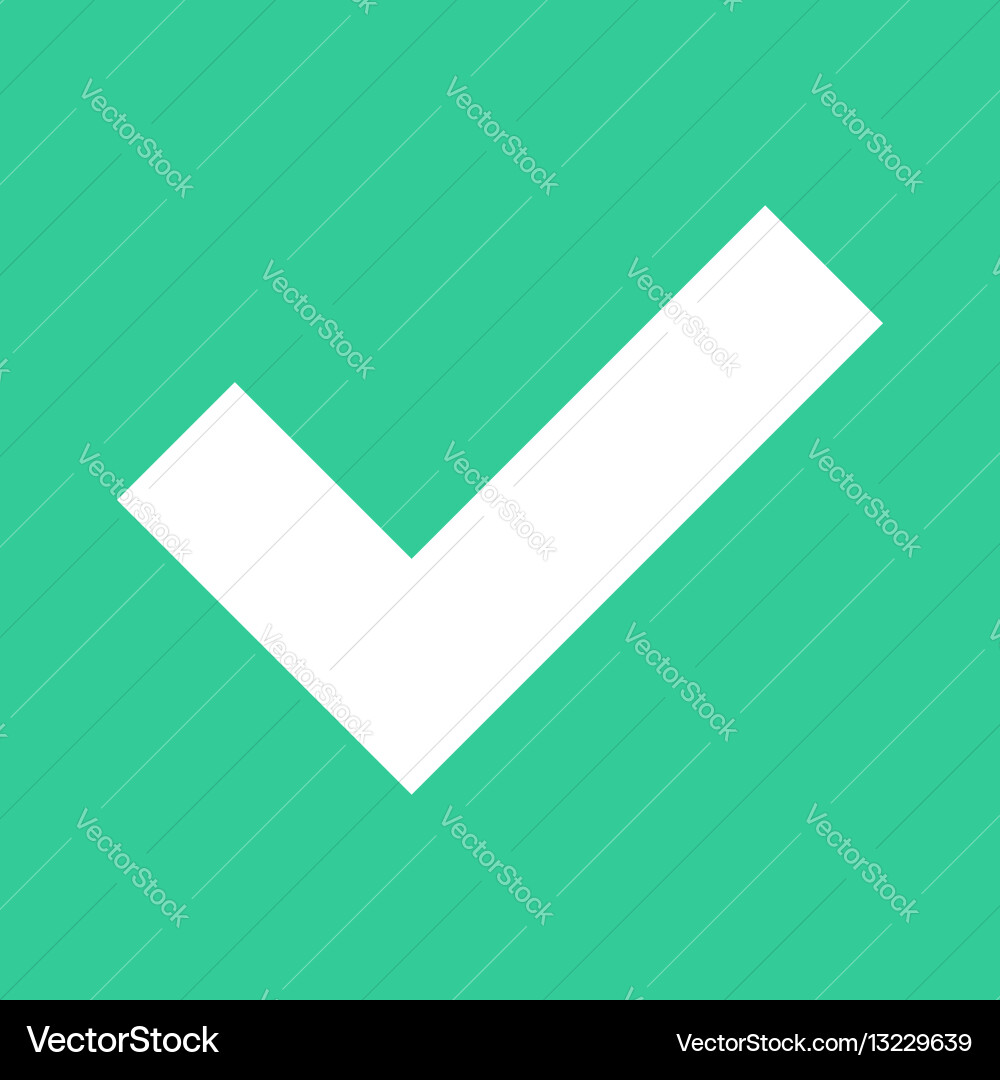 Flat check mark icon addition square sign button vector image