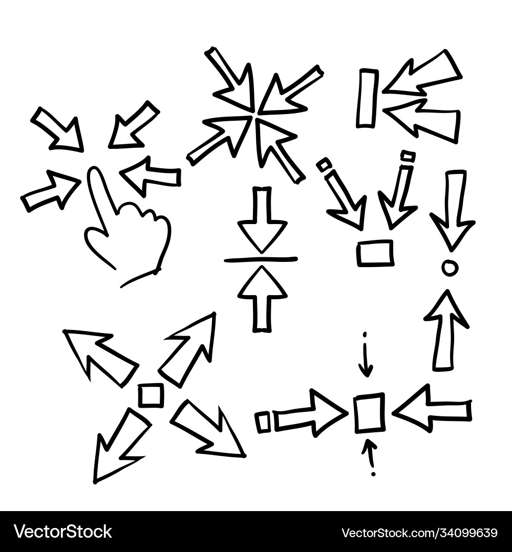 Hand drawn simple set scaling arrow related Hand drawn simple set scaling arrow related vector image