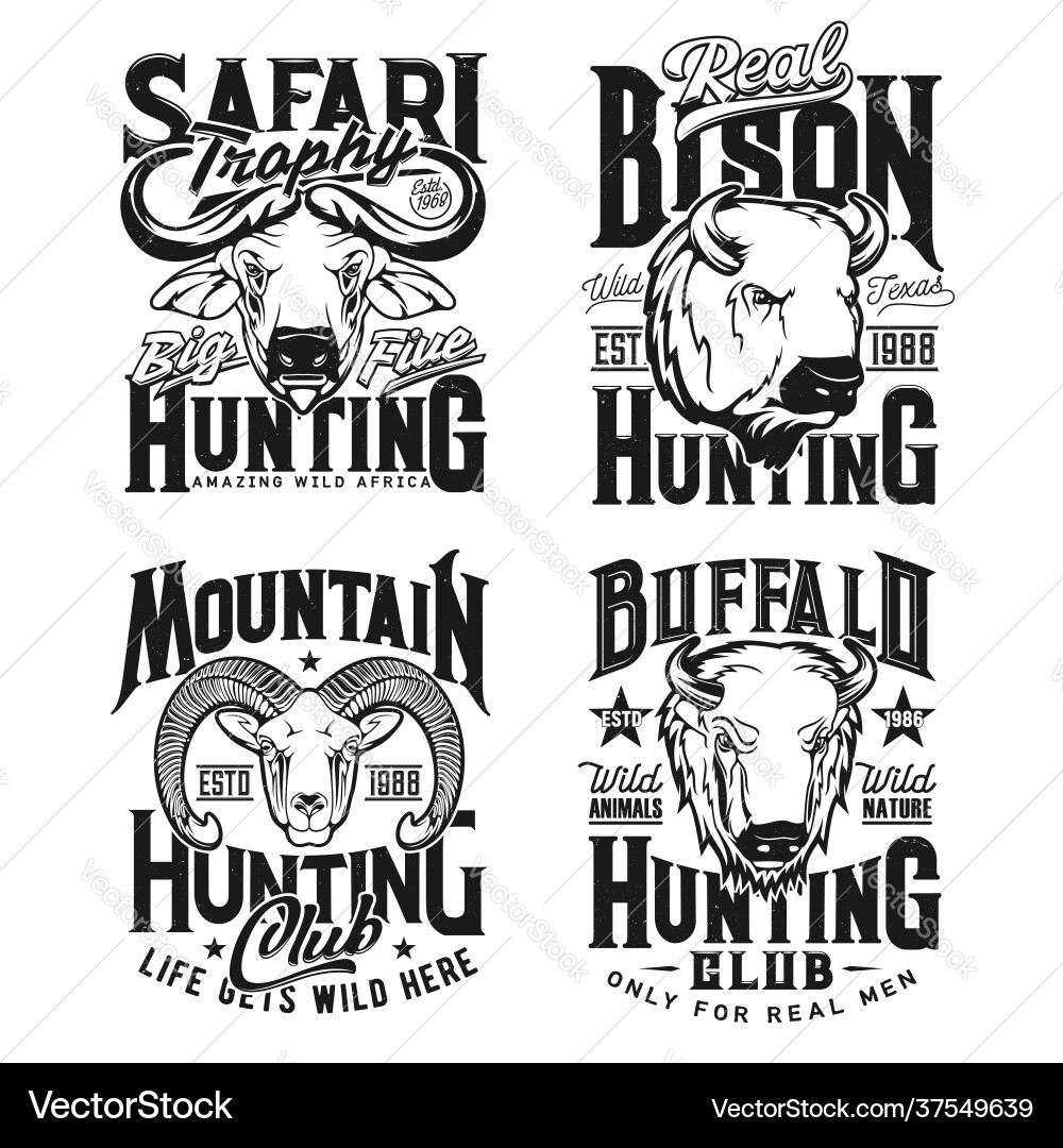 Hunting Buffalo & Bison T-Shirt Vector Image