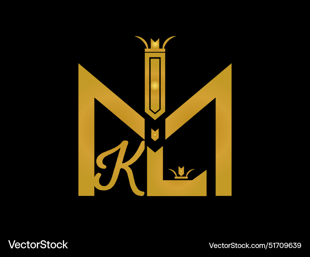 Mkl simple and modern monogram golden color logo Vector Image