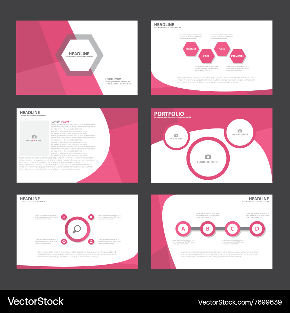 Pink presentation templates infographic elements Vector Image