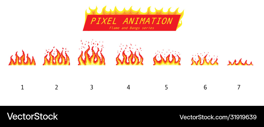 Pixel art 8 bit fire objects game icons set Pixel art 8 bit fire objects game icons set vector image