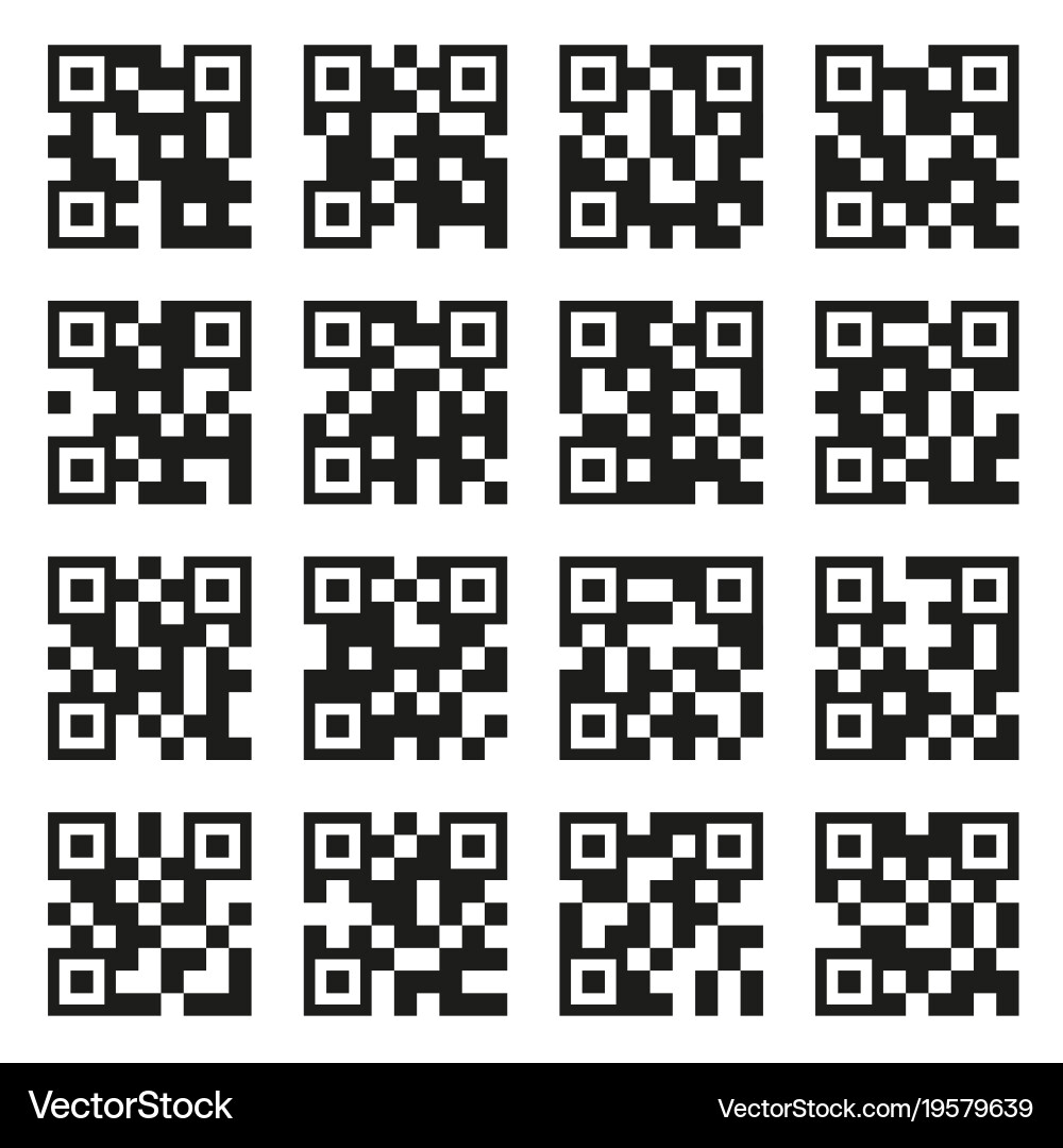 Qr codes set example icons on white background Vector Image