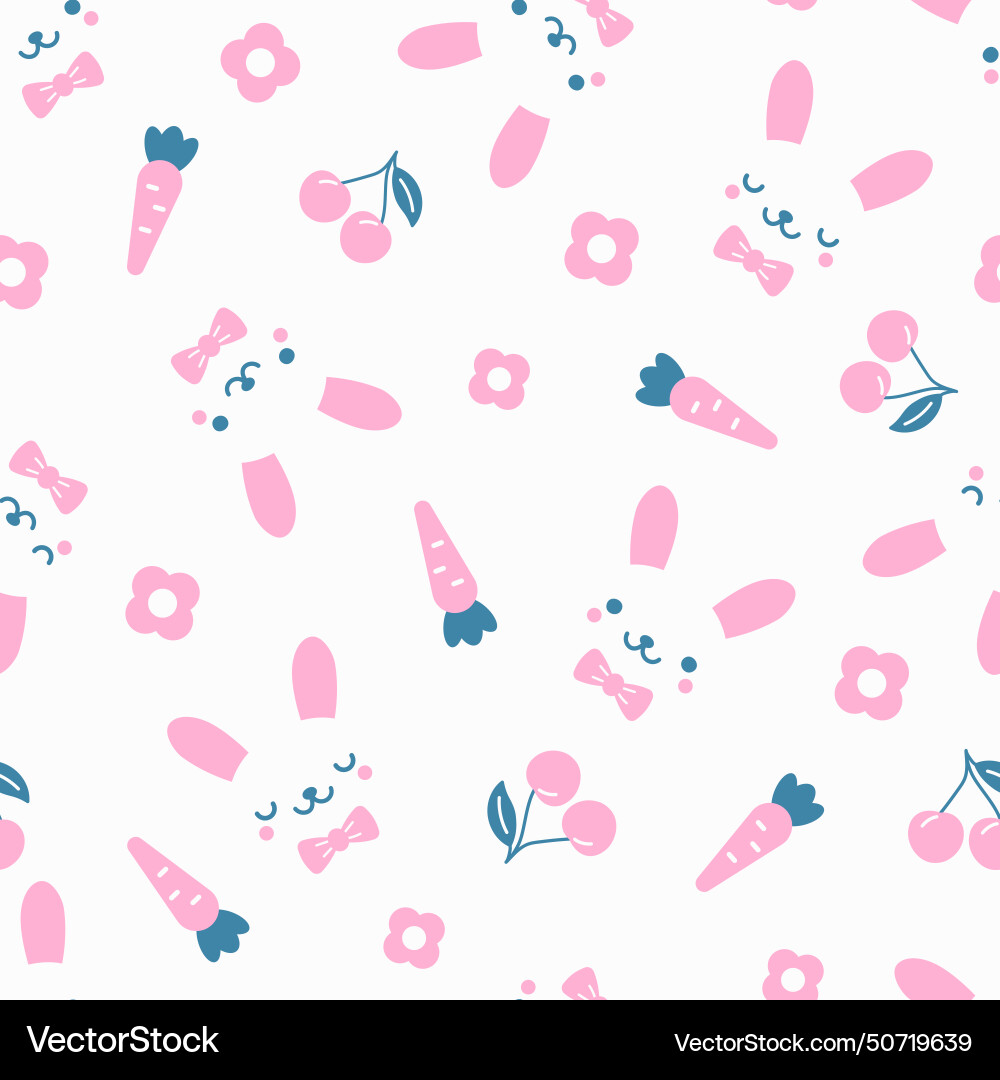 Rabbit with flower and carrot seamless pattern Rabbit with flower and carrot seamless pattern vector image