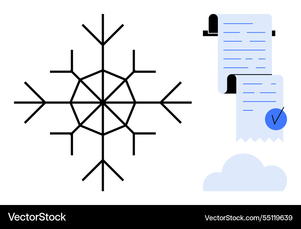 Snowflake and document in minimalist design Snowflake and document in minimalist design vector image