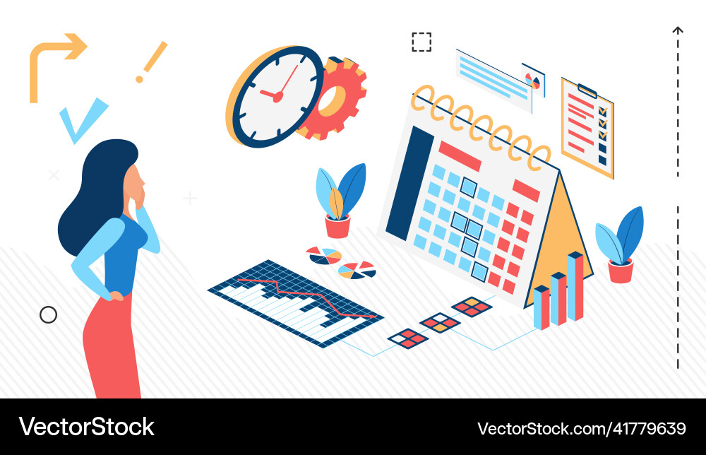 Working schedule calendar project task management vector image