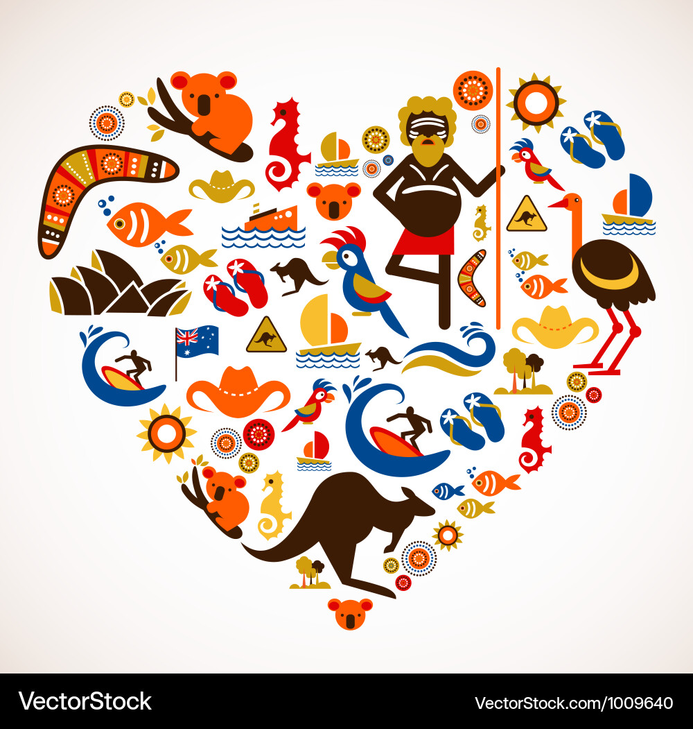 Australia Heart Icon Set vector image