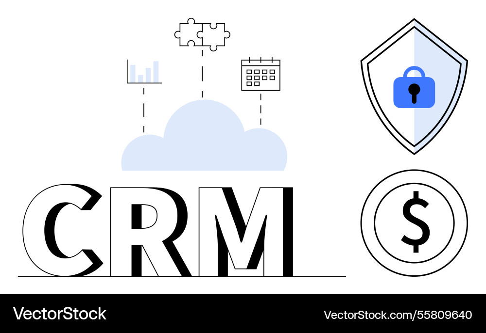 Cloud crm with analytics security integration Cloud crm with analytics security integration vector image