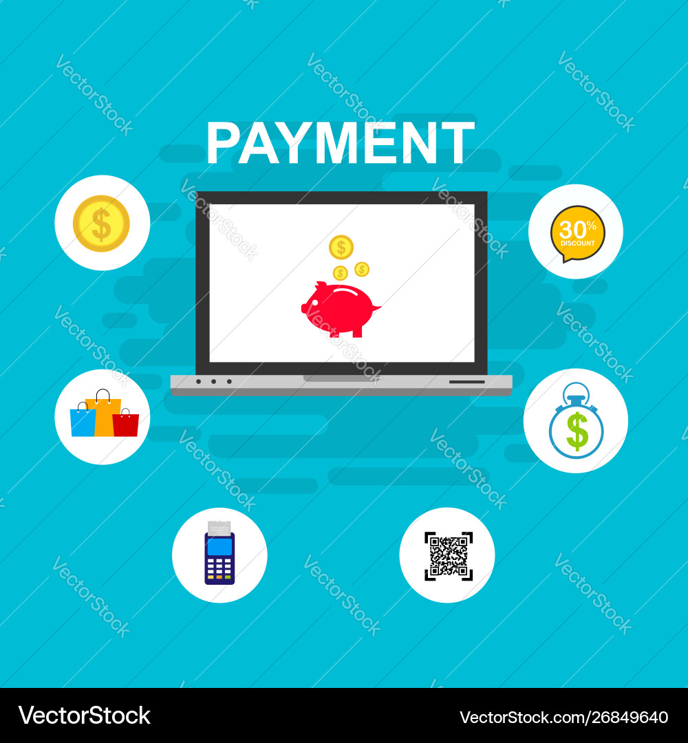 Concept online and mobile payments for web page Vector Image