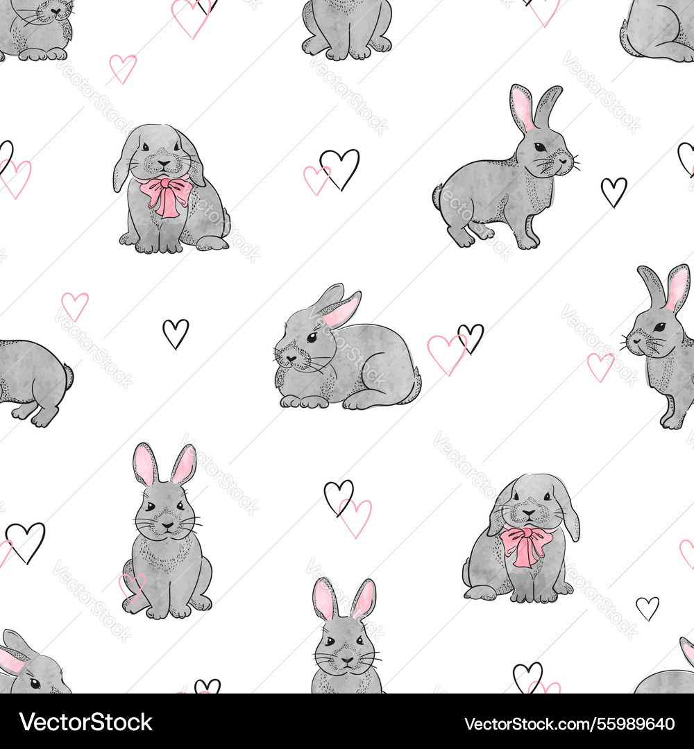 Easter rabbits seamless pattern background Vector Image