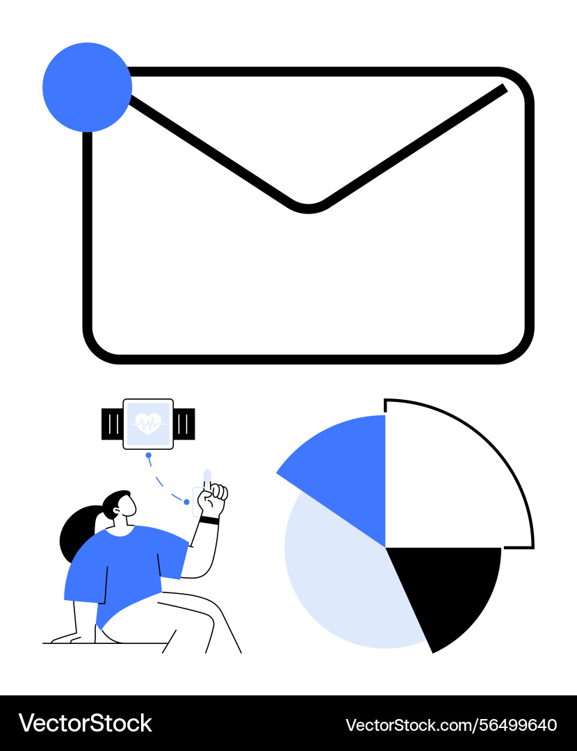 Email notification with data insights and wearable Email notification with data insights and wearable vector image