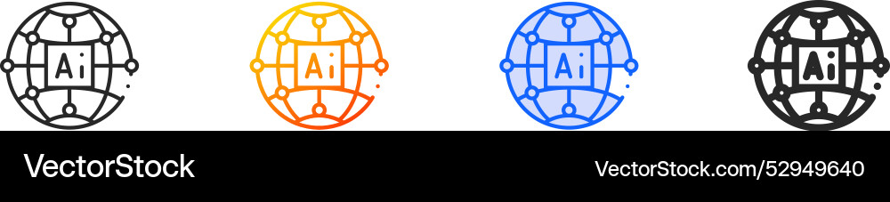 Global network iconthin linear gradient blue Vector Image