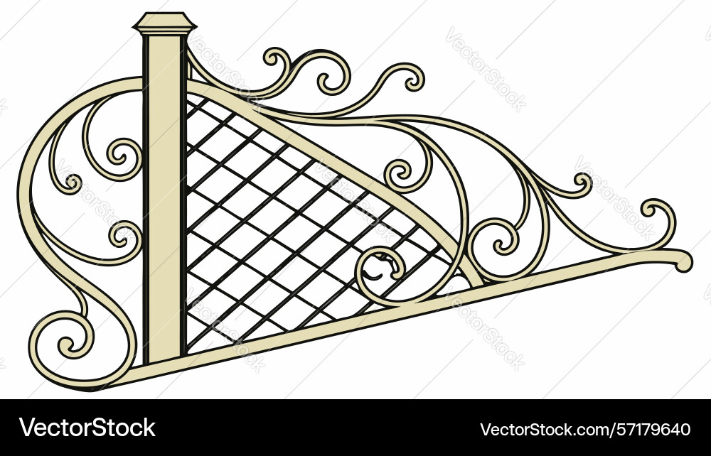 Intricate gate corner grid and flowing scrolls Vector Image