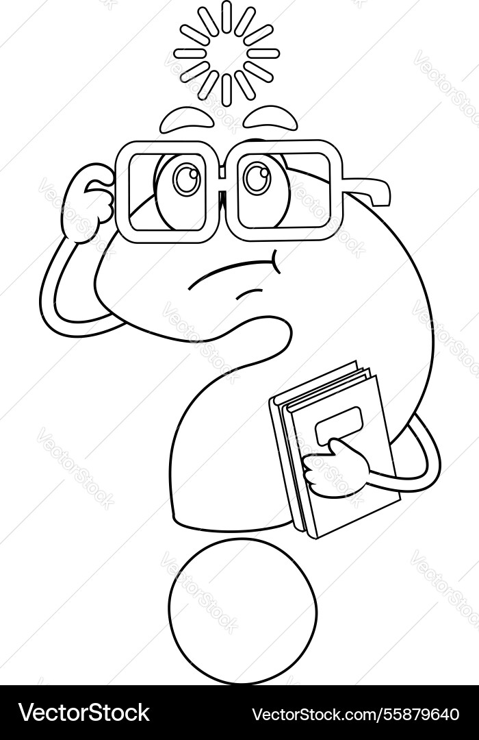 Outlined cute question mark cartoon character Outlined cute question mark cartoon character vector image