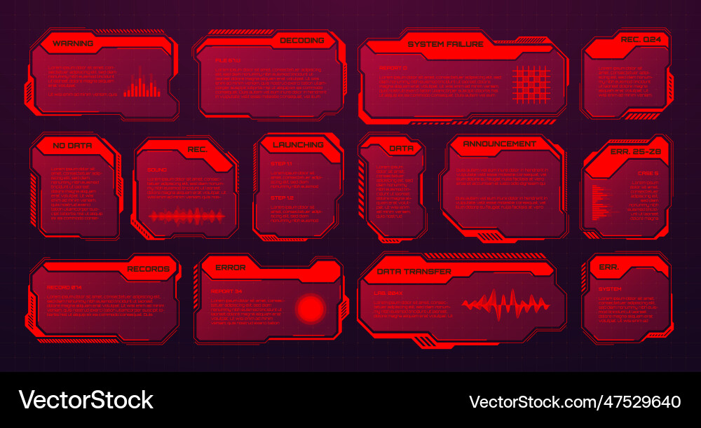 Red futuristic hud or ui elements sci-fi user Red futuristic hud or ui elements sci-fi user Vector Image