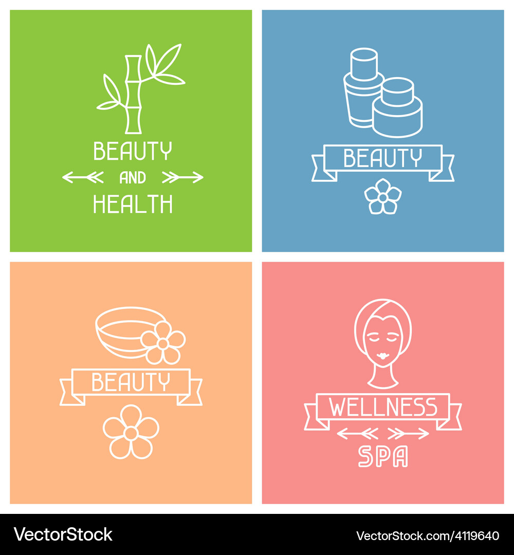 Set of spa labels in linear style Vector Image