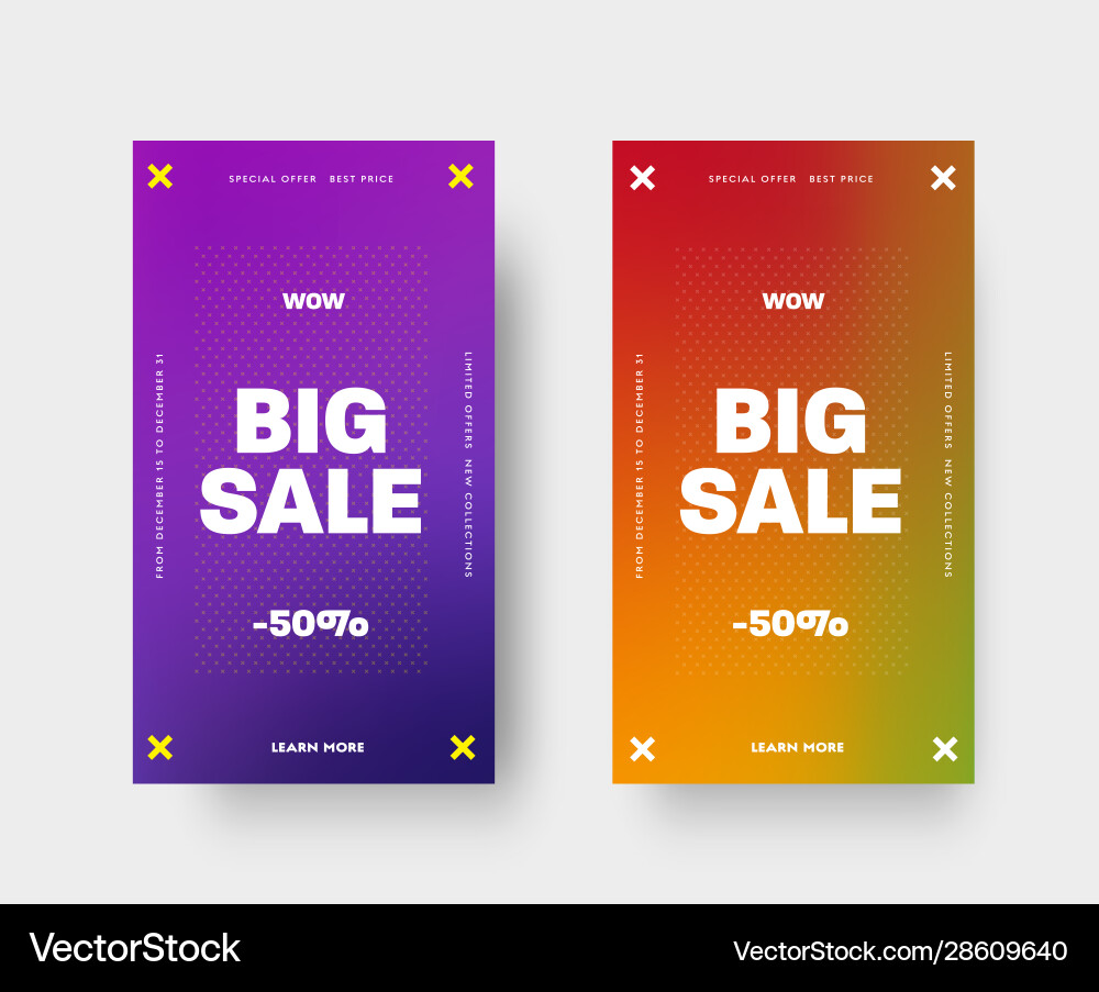 Template gradient set with crosses and a discount Template gradient set with crosses and a discount vector image