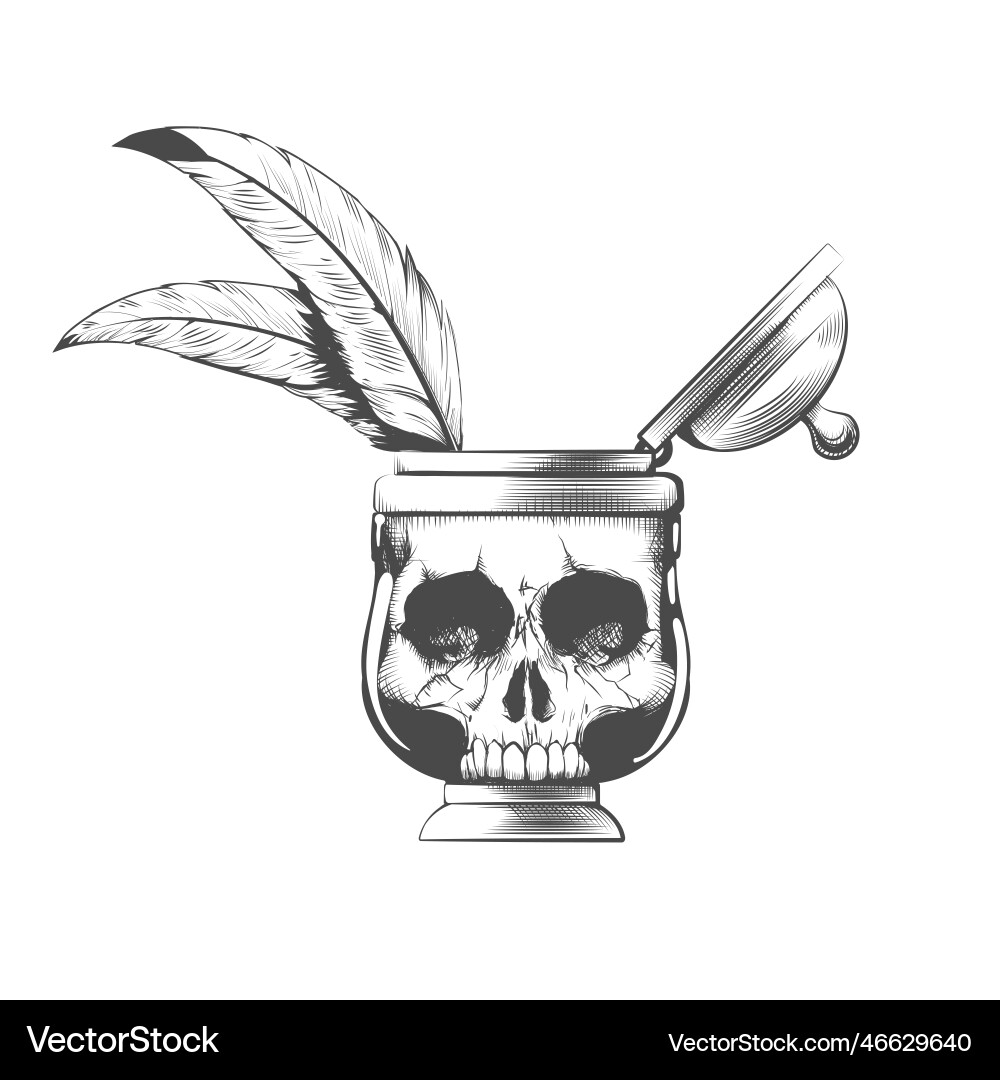 Totenkopf Gesicht Tinte Topf Tattoo Totenkopf Gesicht Tinte Topf Tattoo vektorbild