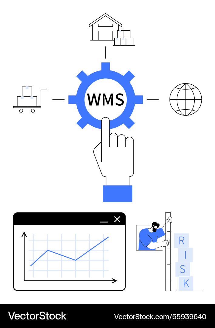 Warehouse management system integration Warehouse management system integration vector image
