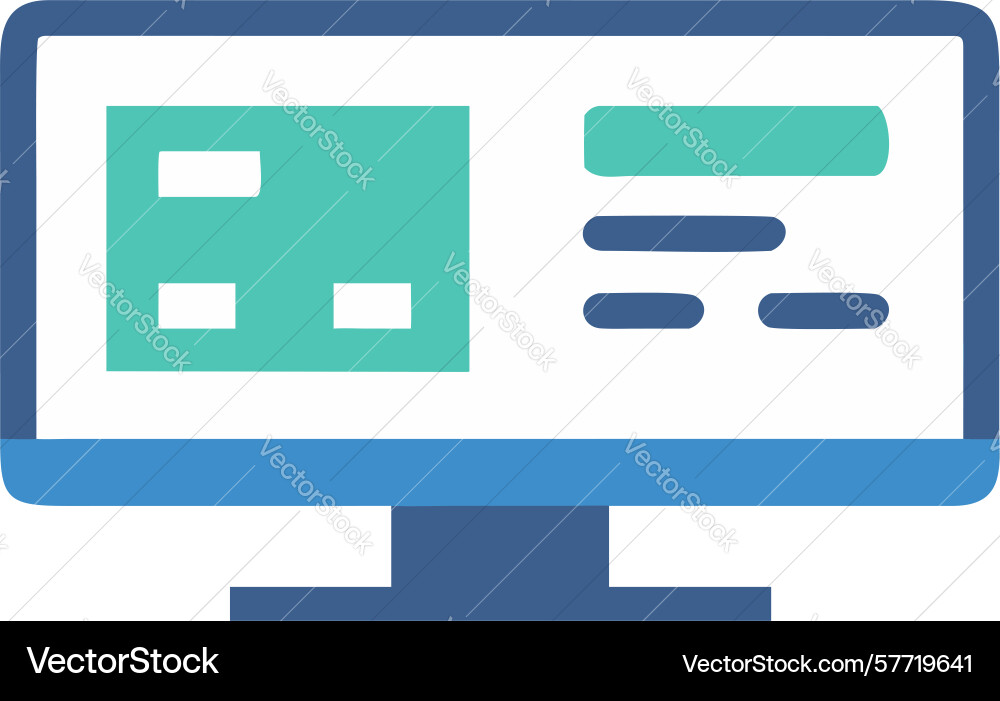 Data analysis information display on monitor vector image