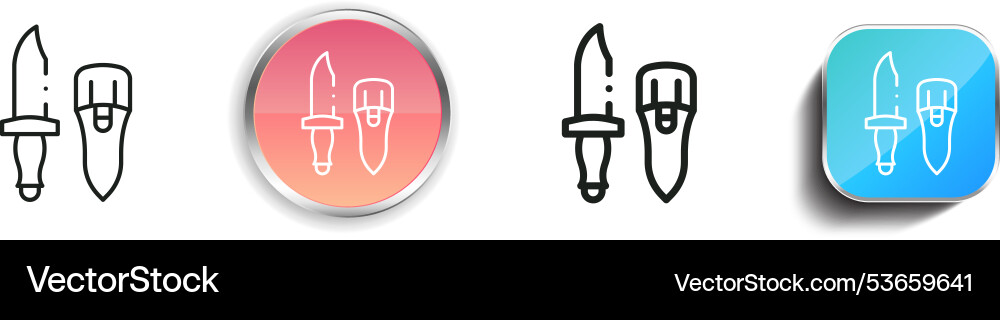 Dive knife icon thin linear regular and button vector image