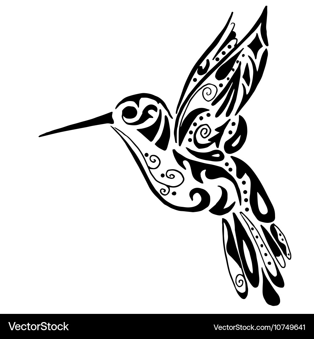 Hummingbird for coloring or tattoo vector image