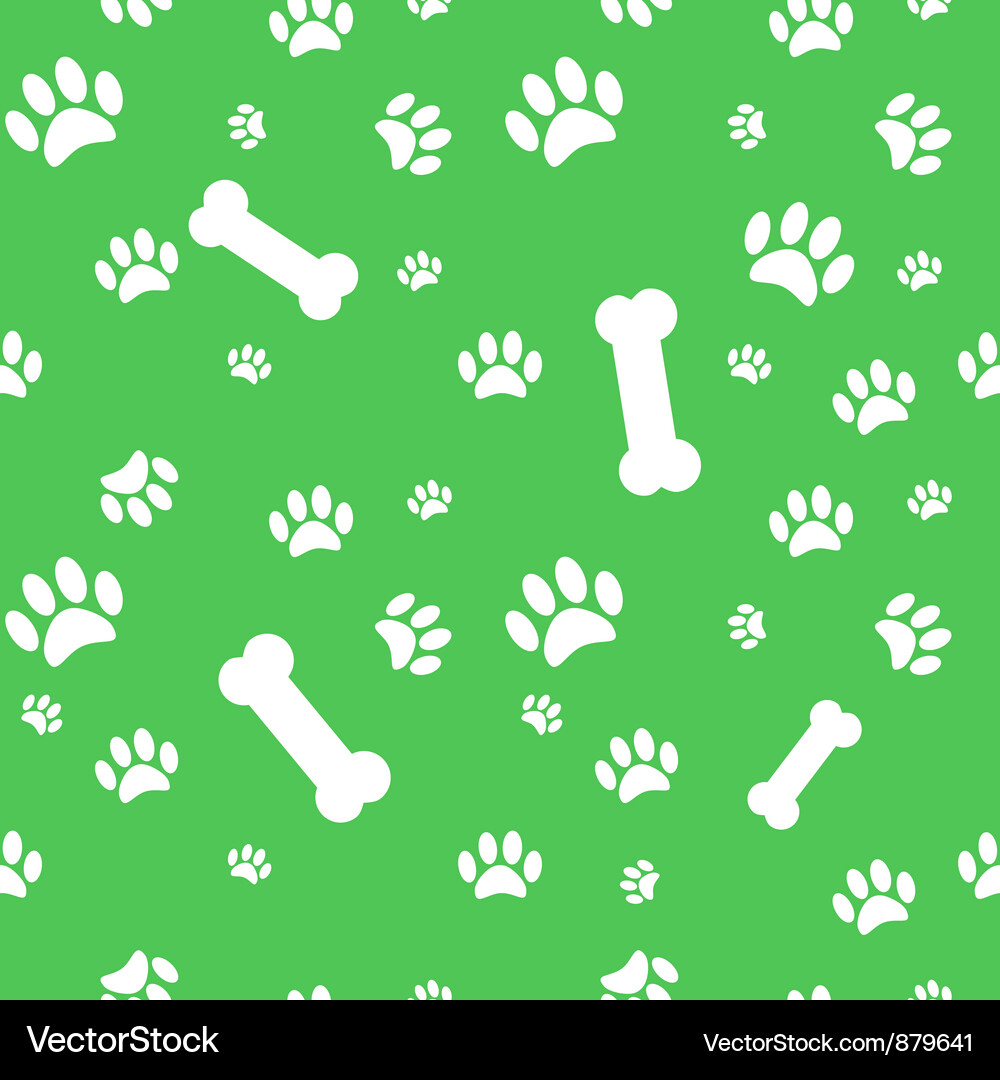 Paw Print Background with Bone Vector Image